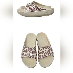 Oofos Leopard Print Ooahh Limited Edition Luxe Slide Sandals Size 6